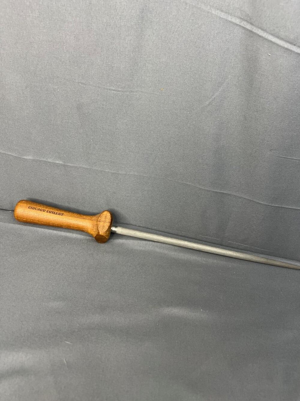 Chicago Cutlery Knife Sharpening Rod Steel Solid Walnut Wood Handle 10"